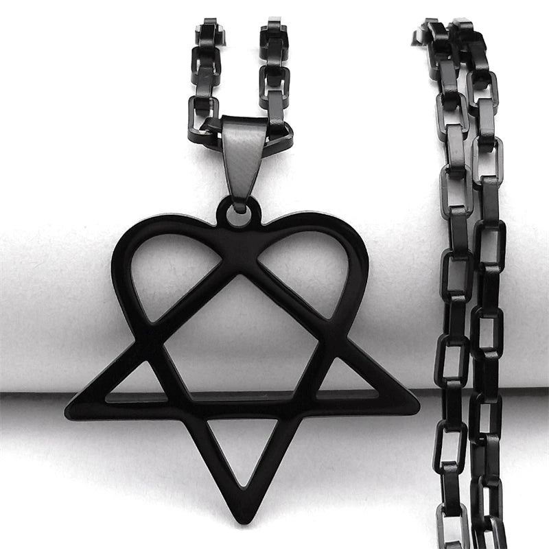 Heartagram Star Heart Necklace for Women Men