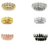 Hip Hop Silver Teeth Grillz Set Unisex Top Bottom Mouth Grills Tooth Caps