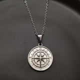 Hip-Hop Rock Women Men Compass Pendant Necklace Vintage Stainless Steel
