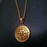 Hip-Hop Rock Women Men Compass Pendant Necklace Vintage Stainless Steel