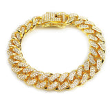 Hip Hop Cuban Link Chain Bracelets with Rhinestones