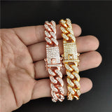 Hip Hop Cuban Link Chain Bracelets with Rhinestones