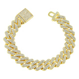 Iced Out Cuban Link Chain Bracelet Rhinestone Hip Hop Miami Bling