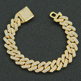 Iced Out Cuban Link Chain Bracelet Rhinestone Hip Hop Miami Bling