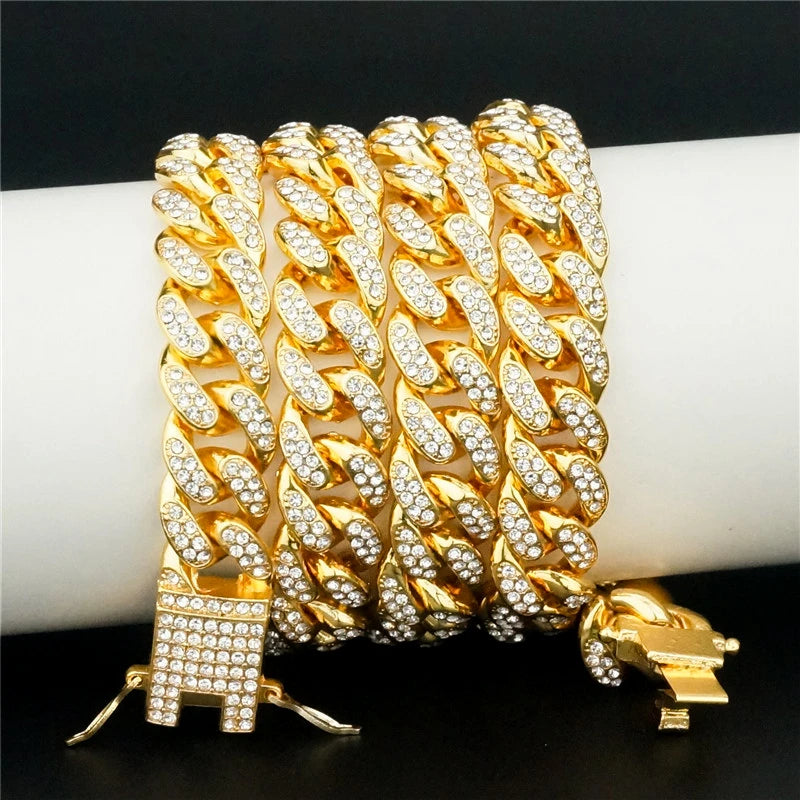 Hip Hop Silver 16mm Prong Miami Cuban Link Chain Necklace For Women