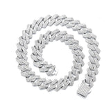 Hip Hop Silver 16mm Prong Miami Cuban Link Chain Necklace For Women