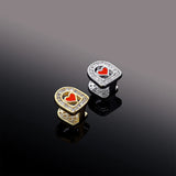 Hip Hop Single Teeth Grillz Pave Cubic Zirconia Drip Heart Dental Grillz