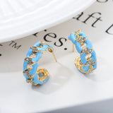 Hip Hop CZ Small Circle Earrings - Dripping Oil