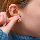 Hip Hop CZ Small Circle Earrings - Dripping Oil