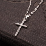 Hip Hop Small Cross Long Pendant Necklace Silver Link Chain Choker
