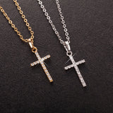 Hip Hop Small Cross Long Pendant Necklace Silver Link Chain Choker