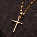 Hip Hop Small Cross Long Pendant Necklace Silver Link Chain Choker
