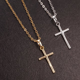 Hip Hop Small Cross Long Pendant Necklace Silver Link Chain Choker