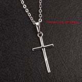 Hip Hop Small Cross Long Pendant Necklace Silver Link Chain Choker