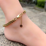 Hip Hop Stainless Steel Anklet Cuban Link Chain Women Gift