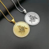Hip Hop Masonic Symbol Necklace Stainless Steel Pendant Men/Women
