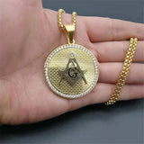 Hip Hop Masonic Symbol Necklace Stainless Steel Pendant Men/Women