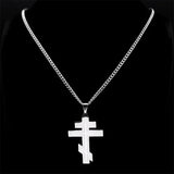 Hip Hop Stainless Steel Orthodox Cross Necklace Faith Christ Amulet Pendant