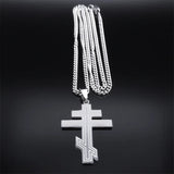Hip Hop Stainless Steel Orthodox Cross Necklace Faith Christ Amulet Pendant