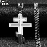 Hip Hop Stainless Steel Orthodox Cross Necklace Faith Christ Amulet Pendant