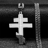 Hip Hop Stainless Steel Orthodox Cross Necklace Faith Christ Amulet Pendant