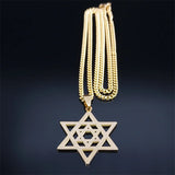 Hip Hop Star Of David Shield Hexagram Pendant Necklace for Men