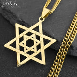 Hip Hop Star Of David Shield Hexagram Pendant Necklace for Men