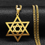 Hip Hop Star Of David Shield Hexagram Pendant Necklace for Men