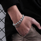 Men's Hip-Hop Style Pearl Bracelet Stainless Steel Party Jewelry