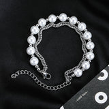 Men's Hip-Hop Style Pearl Bracelet Stainless Steel Party Jewelry