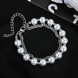 Men's Hip-Hop Style Pearl Bracelet Stainless Steel Party Jewelry