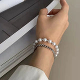 Men's Hip-Hop Style Pearl Bracelet Stainless Steel Party Jewelry