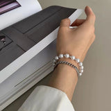 Men's Hip-Hop Style Pearl Bracelet Stainless Steel Party Jewelry