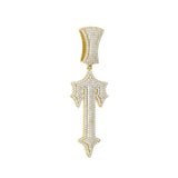 Hip Hop Sward Cross Pendant Paved Cz Stone for Women Men T Shape Letter Necklace