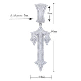 Hip Hop Sward Cross Pendant Paved Cz Stone for Women Men T Shape Letter Necklace