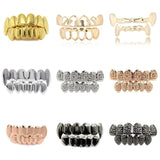 Hip Hop Teeth Grillz Set Top Bottom Silver Tooth Caps Dental Jewelry