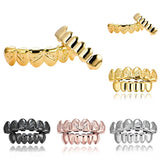 Hip Hop Teeth Grillz Set Top Bottom Silver Tooth Caps Dental Jewelry