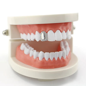 Hip Hop Teeth Grillz Set Silver Tooth Grills Dental Jewelry