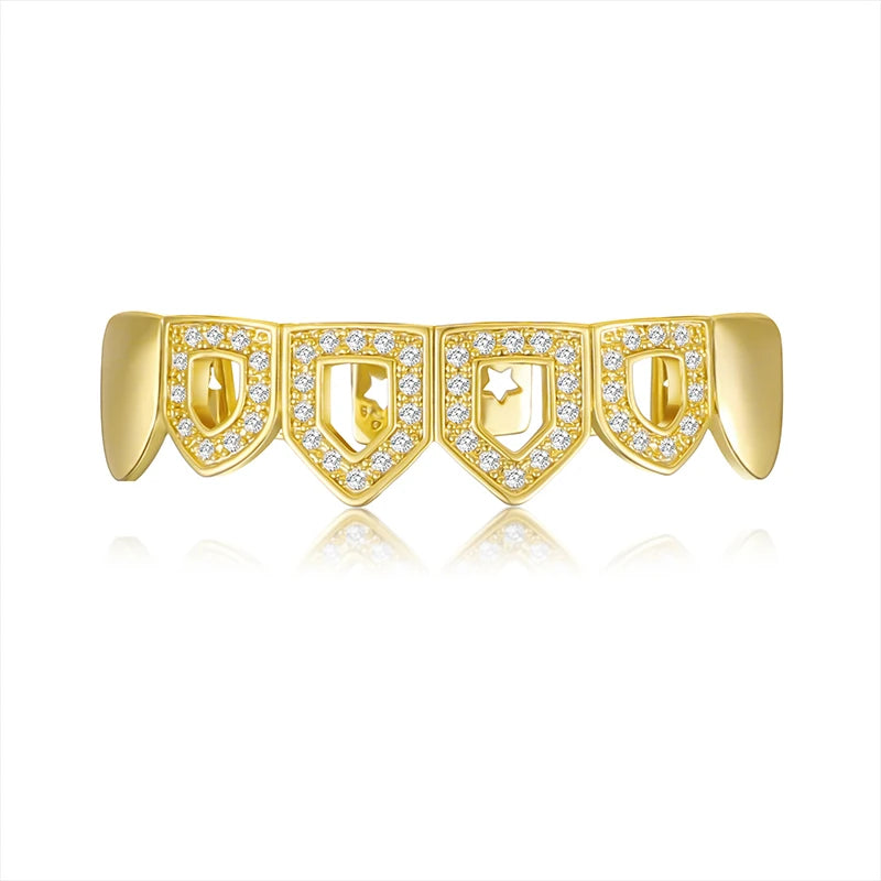 Hip Hop Iced Out Bling Grillz Set CZ Micro Pave Top