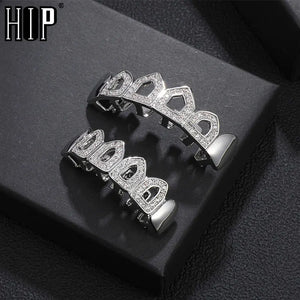 Hip Hop Iced Out Bling Grillz Set CZ Micro Pave Top