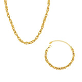 Hip Hop Thick Chain Necklace Bracelet Set Stainless Steel Geometric Twist