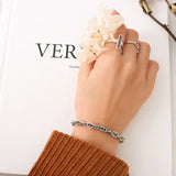 Hip Hop Thick Chain Necklace Bracelet Set Stainless Steel Geometric Twist