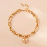 Hip Hop Thick Cross Chain With Heart Pendant Necklace for Women