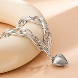 Hip Hop Thick Cross Chain With Heart Pendant Necklace for Women
