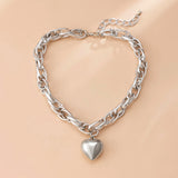 Hip Hop Thick Cross Chain With Heart Pendant Necklace for Women