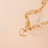 Hip Hop Thick Cross Chain With Heart Pendant Necklace for Women