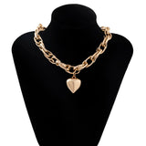 Hip Hop Thick Cross Chain With Heart Pendant Necklace for Women