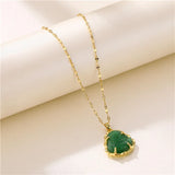 Hip Hop Titanium Steel Buddha Pendant Chalcedony Necklace
