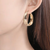 Hip Hop Plated Copper Round Hoop Earrings For Women Girls Jewelry
