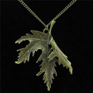 Hemp Leaf Weed Pendant Necklace Vintage Maple Leaves Collier for Women